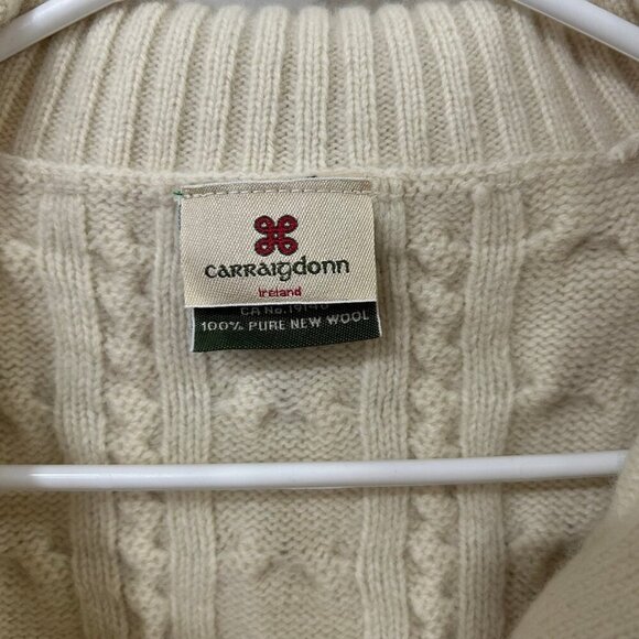 Carraig Donn Hand Knit Wool Cream Ivory Cardigan Sweater Women's Size Medium - Picture 2 of 4